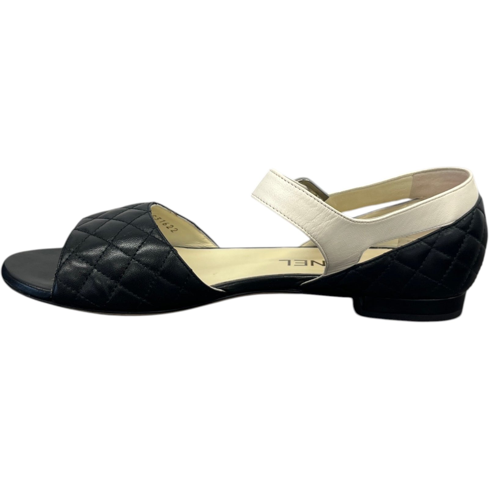 Women's Quilted Leather Flat Sandals Black Size EU 38 / UK 5 - Photo 2