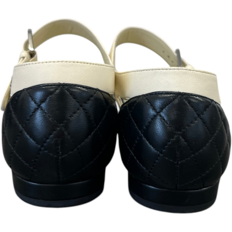 Women's Quilted Leather Flat Sandals Black Size EU 38 / UK 5