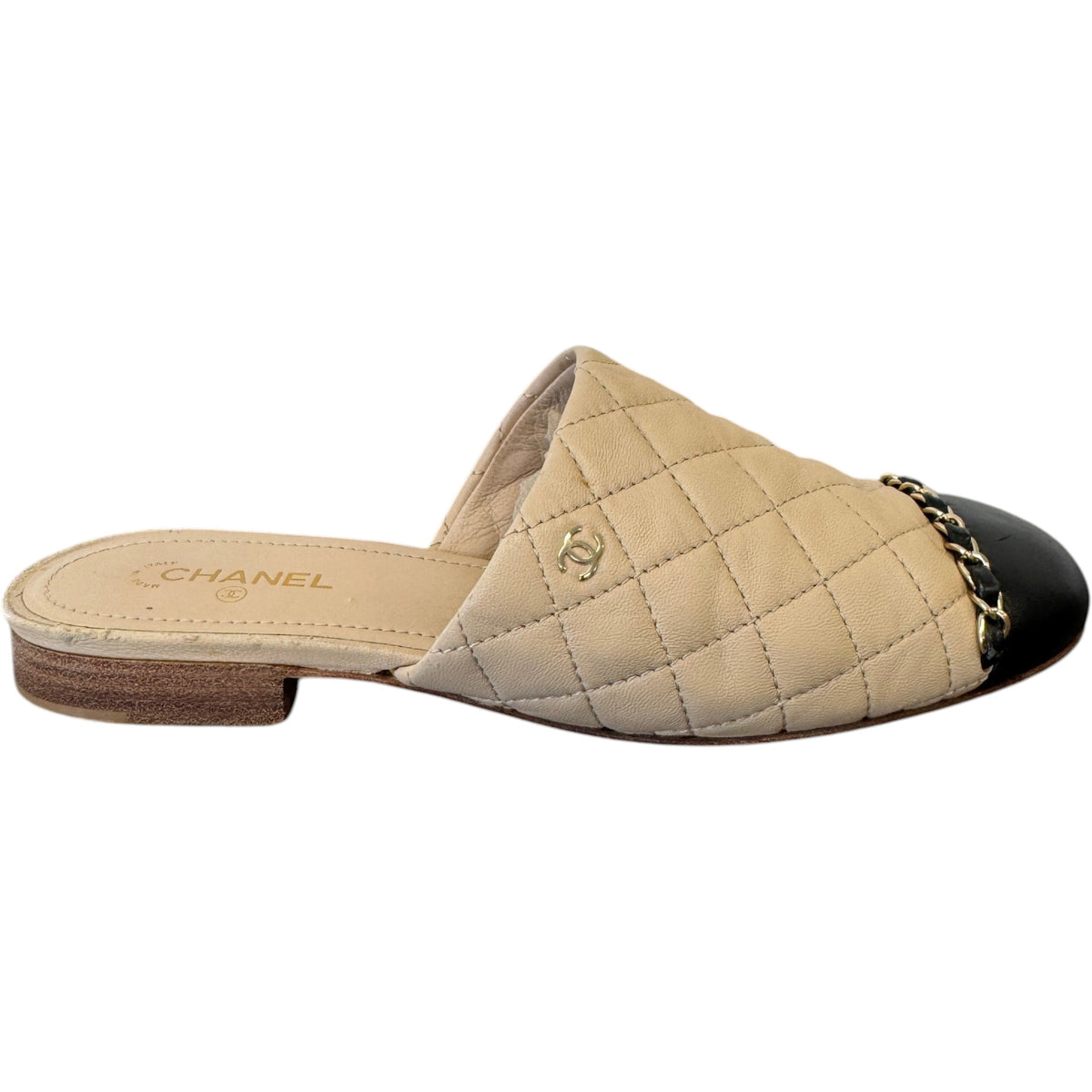 Women's CC Interlocking Lambskin Mules Nude Size UK 5 / EU 38 - Photo 1