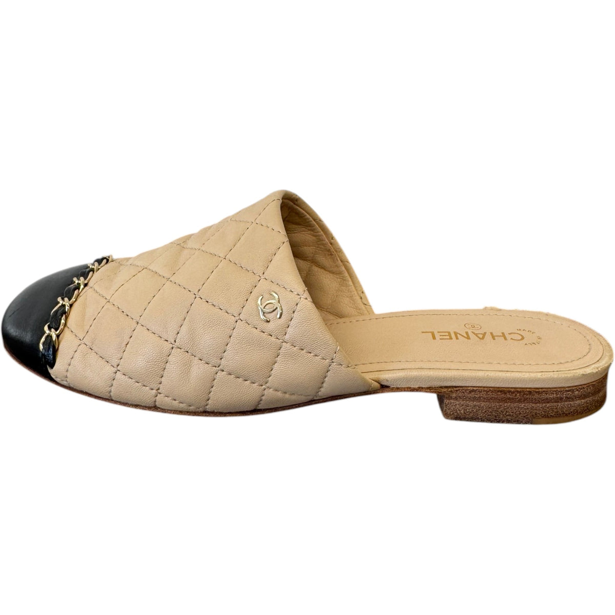 Women's CC Interlocking Lambskin Mules Nude Size UK 5 / EU 38 - Photo 4