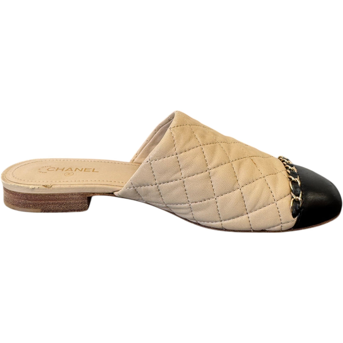 Women's CC Interlocking Lambskin Mules Nude Size UK 5 / EU 38 - Photo 5