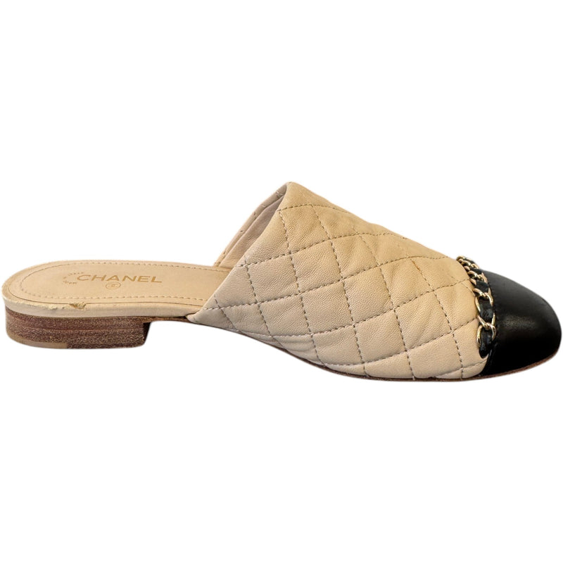 Women's CC Interlocking Lambskin Mules Nude Size UK 5 / EU 38