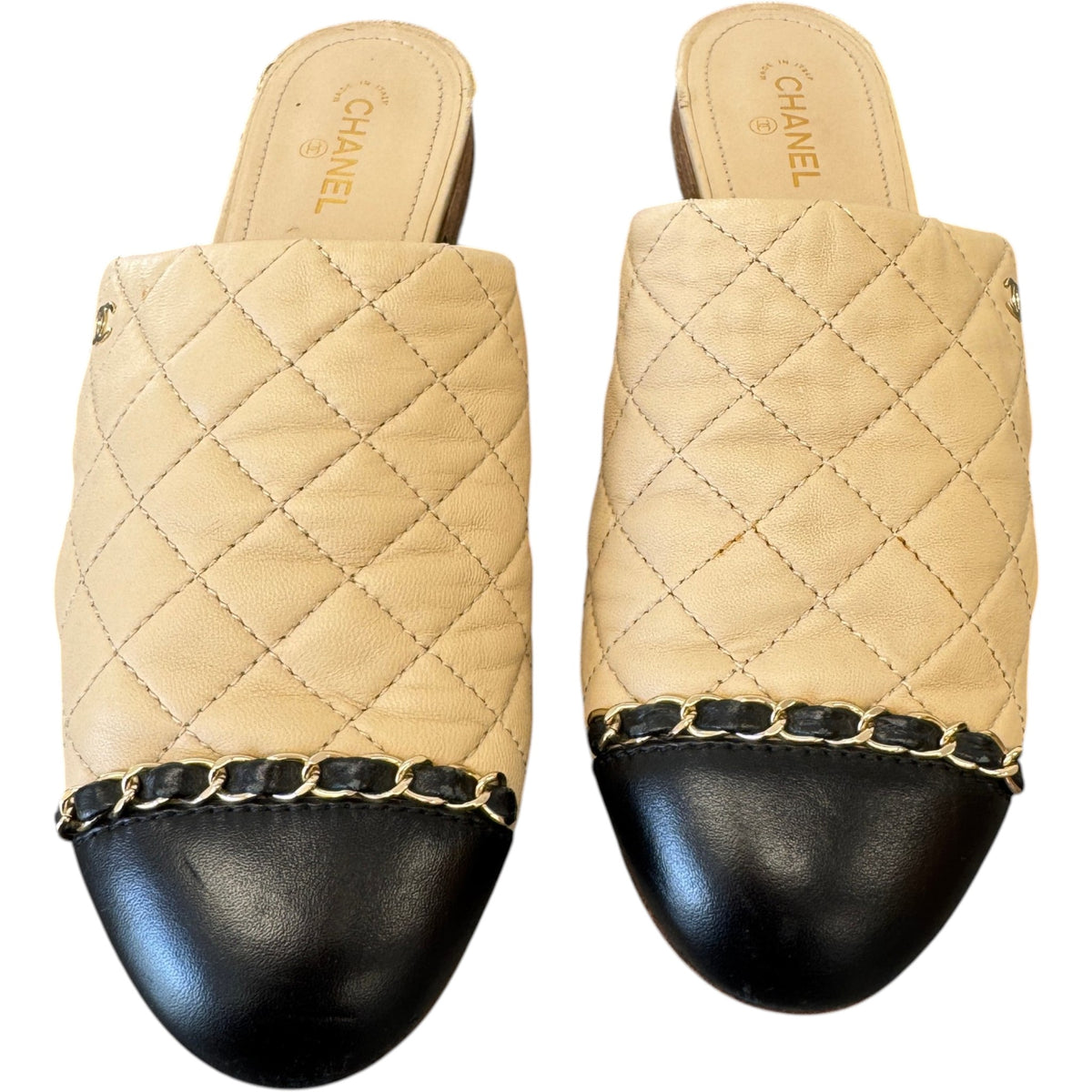 Women's CC Interlocking Lambskin Mules Nude Size UK 5 / EU 38 - Photo 6