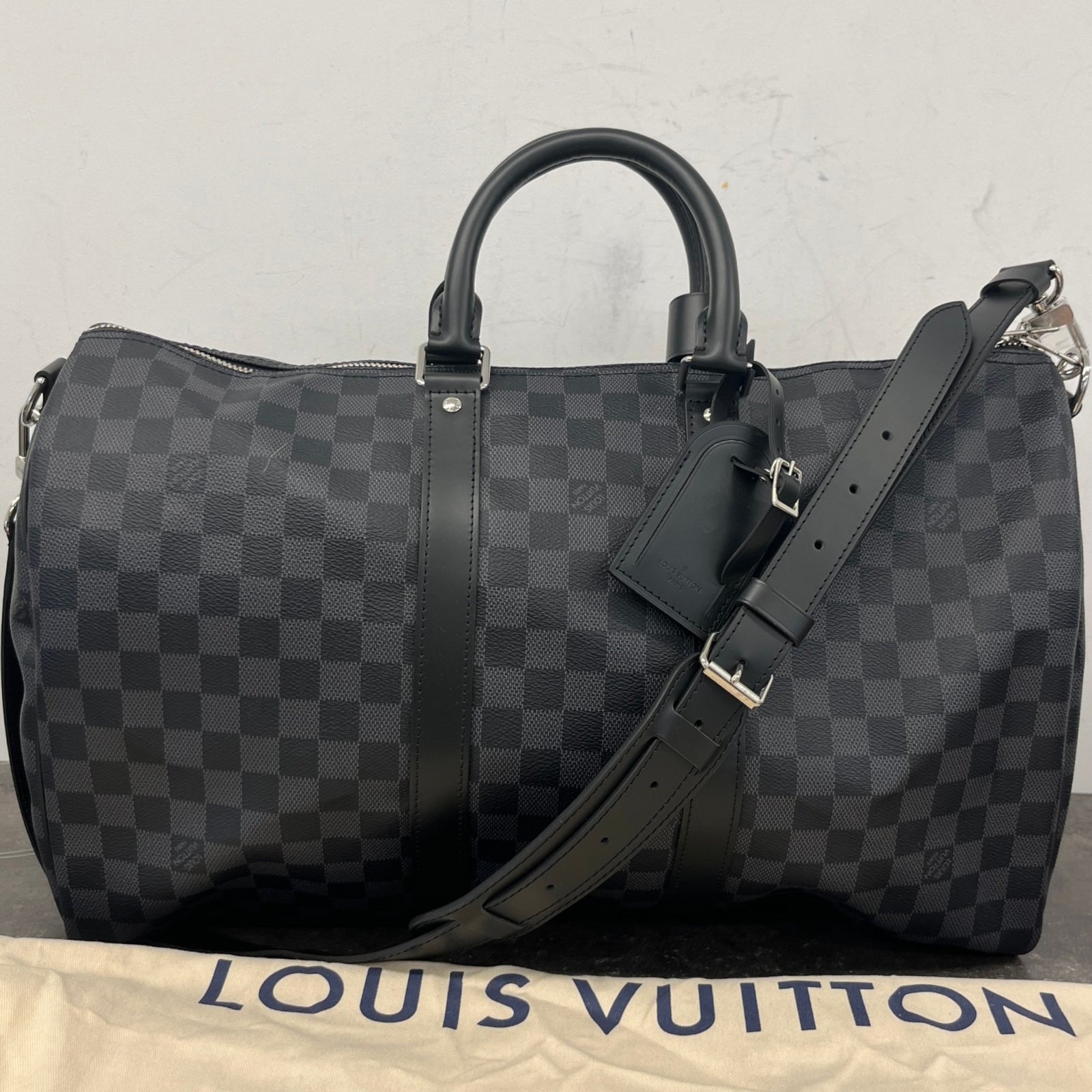 Men's Damier Graphite Keepall Bandoulière 45 Bag Charcoal - Photo 13