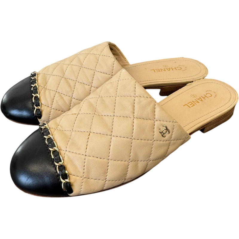 Women's CC Interlocking Lambskin Mules Nude Size UK 5 / EU 38