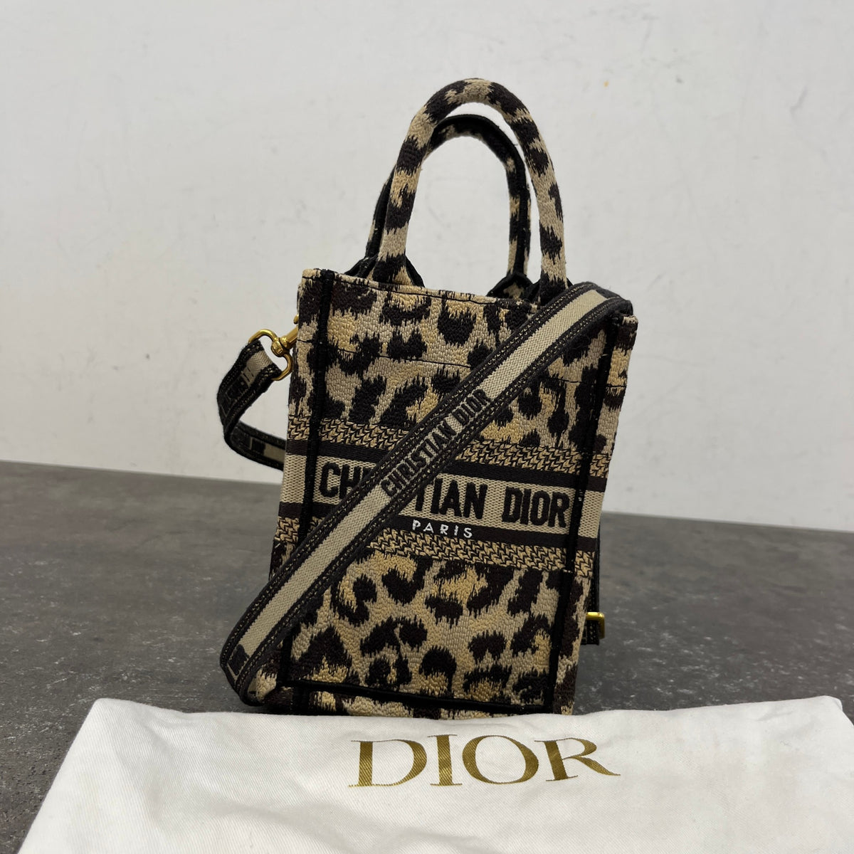 Women's Leopard Print Mini Book Tote Handbag Beige - Photo 12