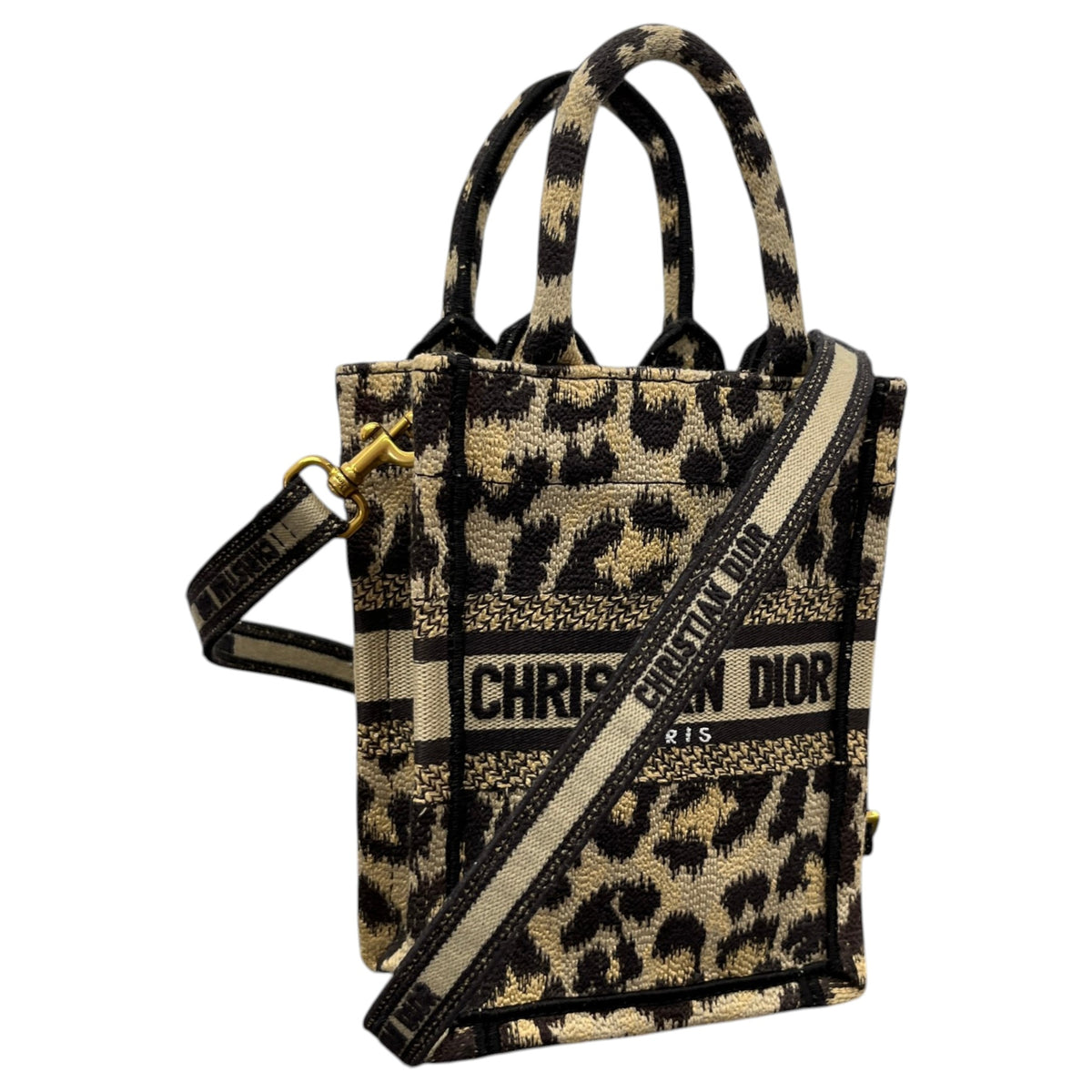 Women's Leopard Print Mini Book Tote Handbag Beige - Photo 4