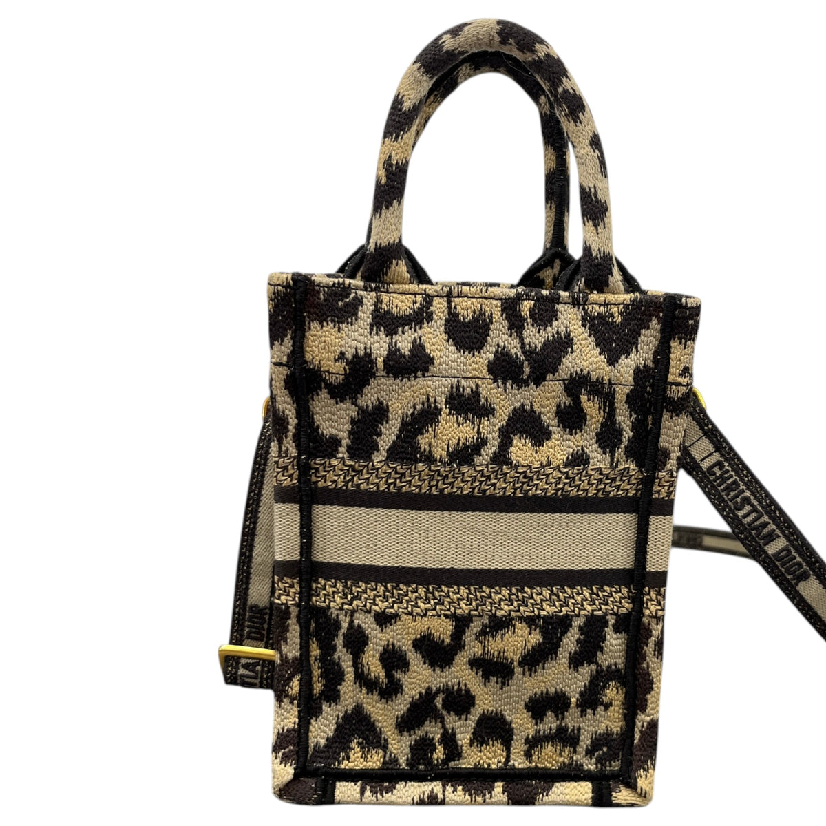 Women's Leopard Print Mini Book Tote Handbag Beige - Photo 3
