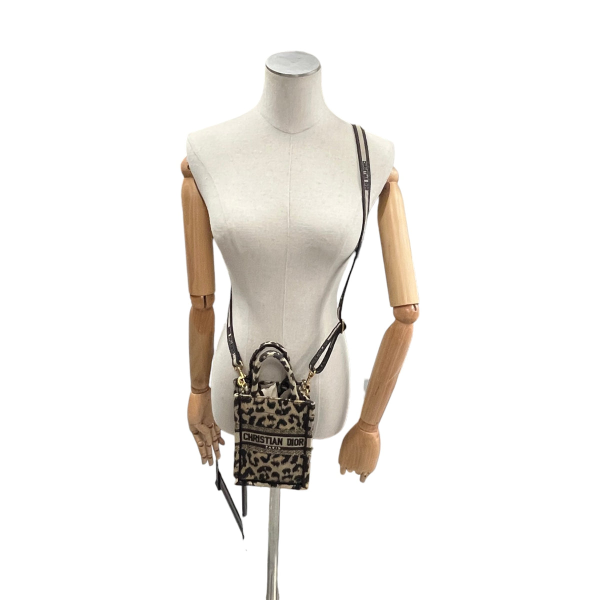 Women's Leopard Print Mini Book Tote Handbag Beige - Photo 2