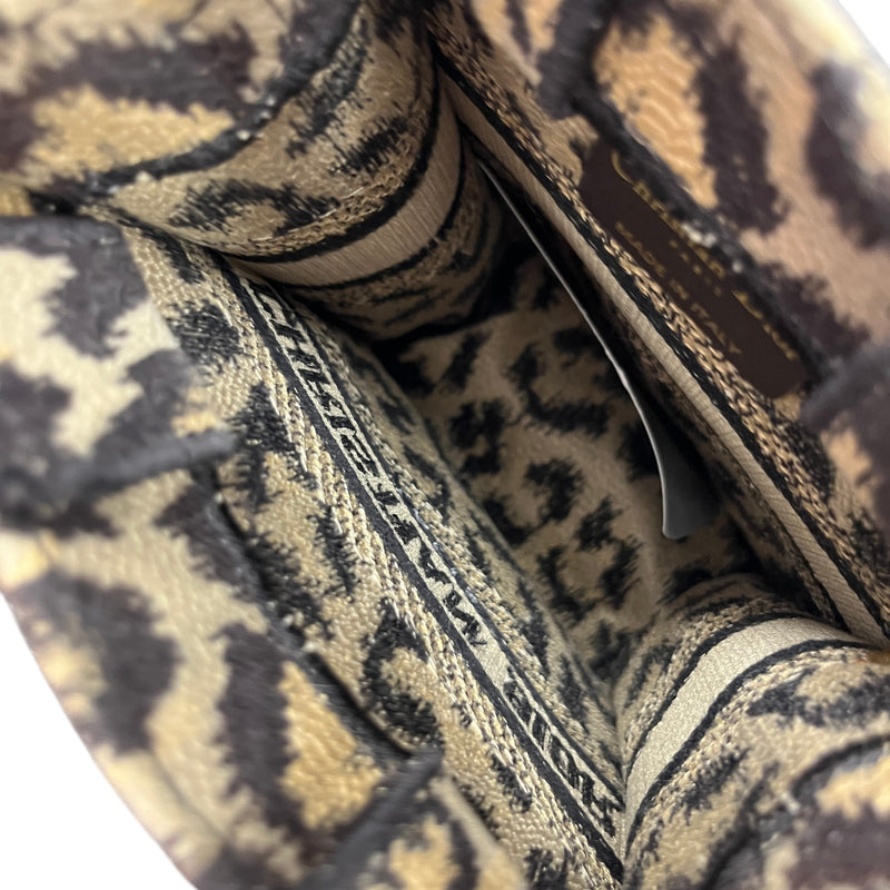 Women's Leopard Print Mini Book Tote Handbag Beige