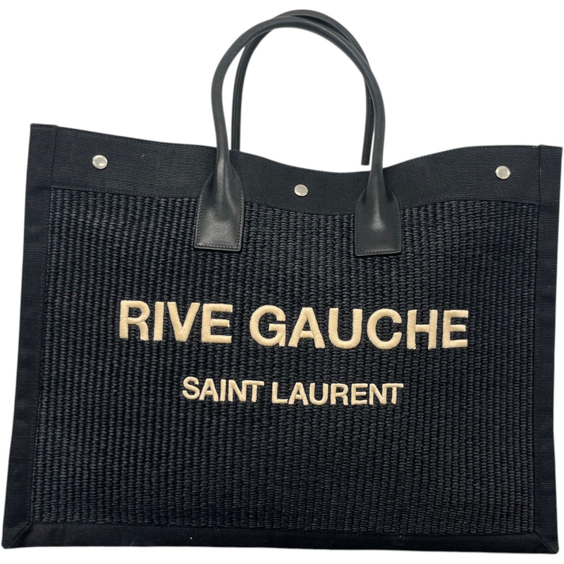 Women's Rive Gauche Raffia Tote Bag Black