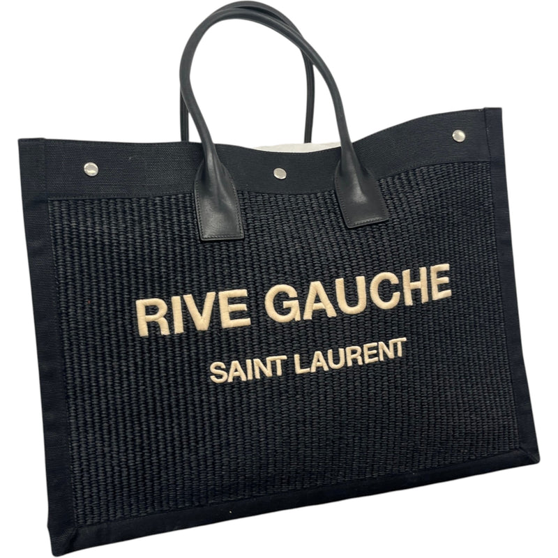 Women's Rive Gauche Raffia Tote Bag Black