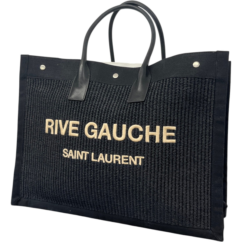Women's Rive Gauche Raffia Tote Bag Black