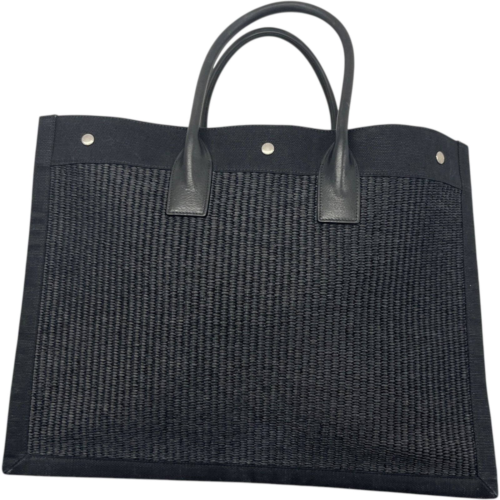 Women's Rive Gauche Raffia Tote Bag Black - Photo 3