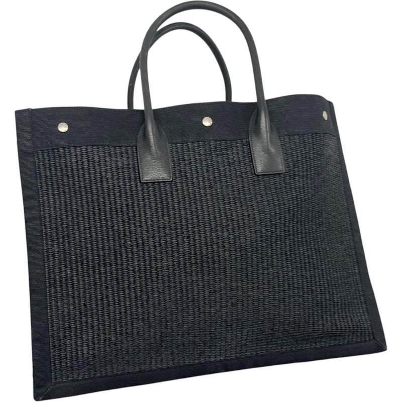 Women's Rive Gauche Raffia Tote Bag Black