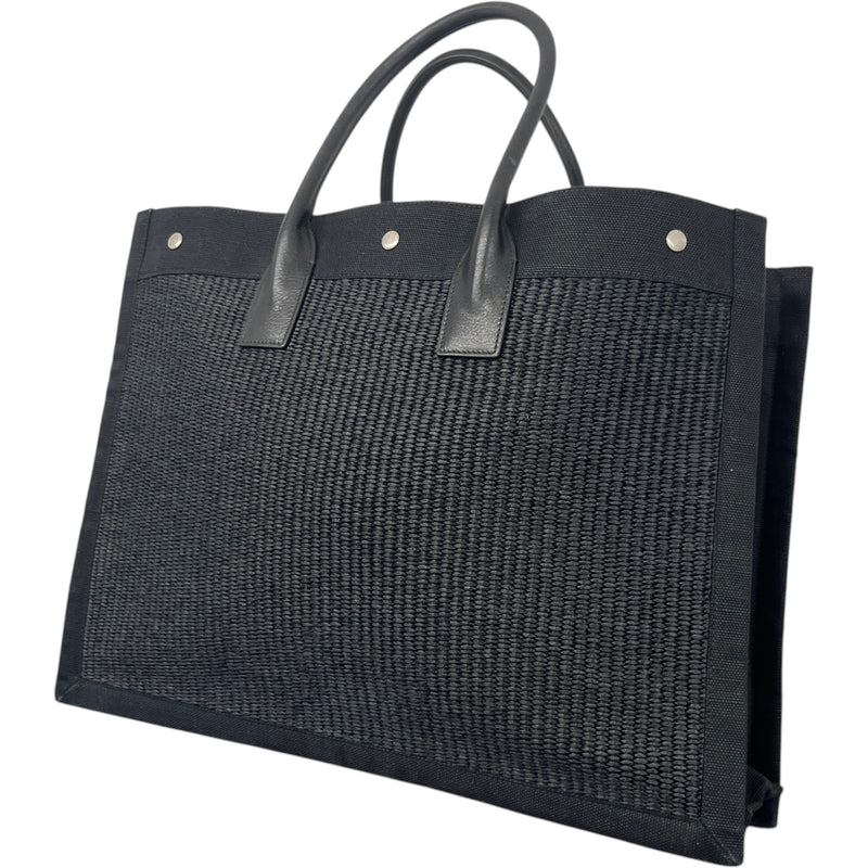 Women's Rive Gauche Raffia Tote Bag Black