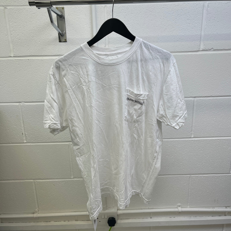 Men's Scroll Logo Print T-Shirt White Size L