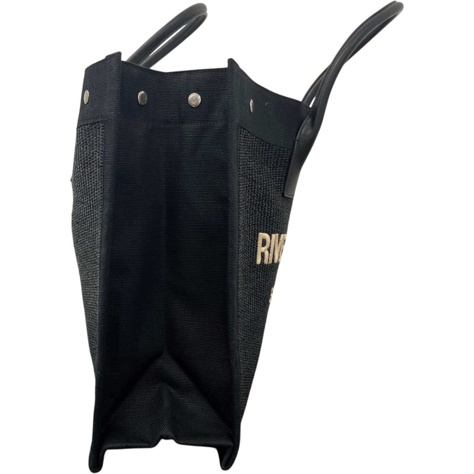 Women's Rive Gauche Raffia Tote Bag Black - Photo 6