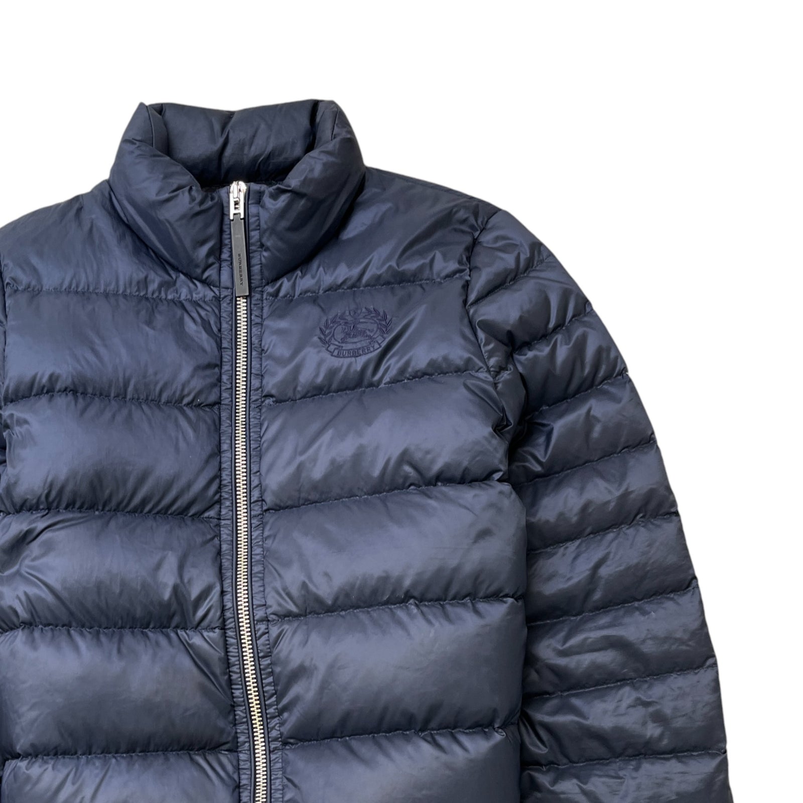 Men's Embroidered Logo Down Jacket Navy Size S - Photo 3