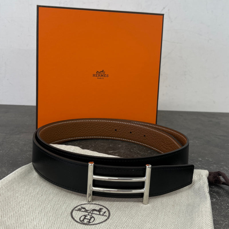 Men's H Buckle Reversible Belt Black Size Waist 32"
