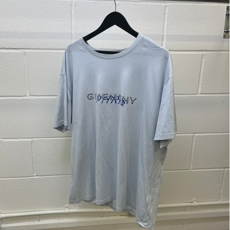 Men's Logo Print T-Shirt Blue Size XXXL