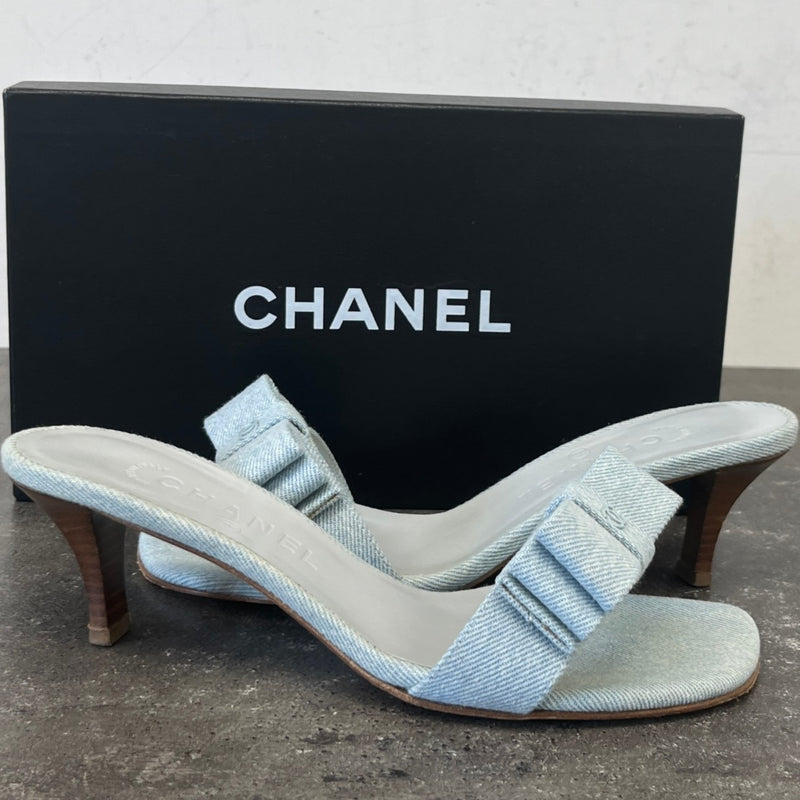 Women's CC Bow Kitten Heels Blue Size UK 4 / EU 37