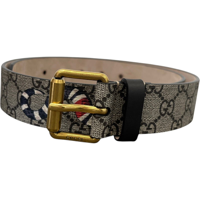 Gucci Women's Kingsnake Print GG Supreme Belt Beige