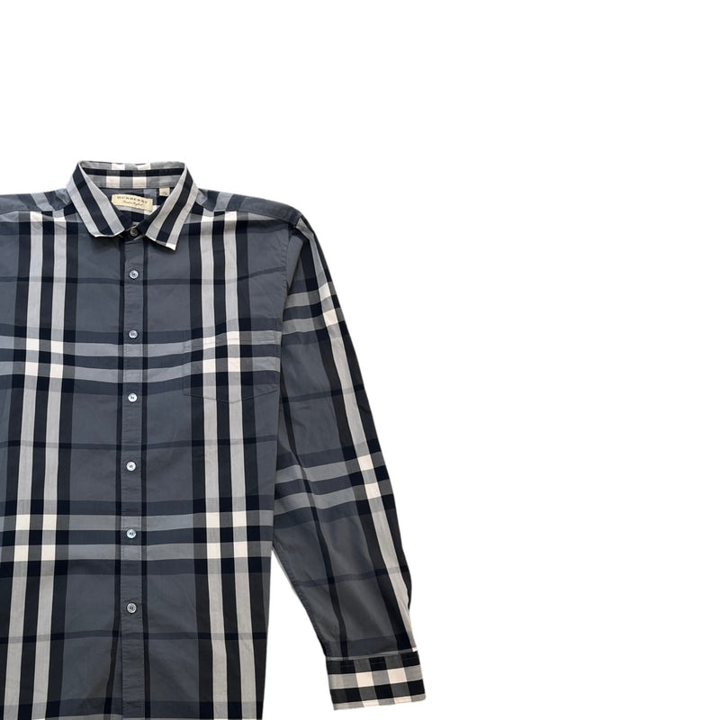 Men's Checkered Long Sleeve Shirt Grey Size XXL
