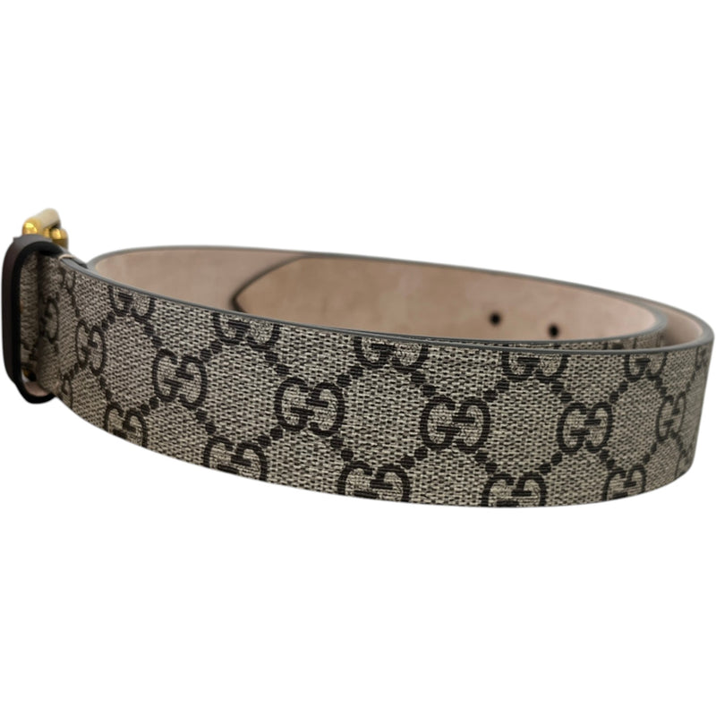 Gucci Women's Kingsnake Print GG Supreme Belt Beige