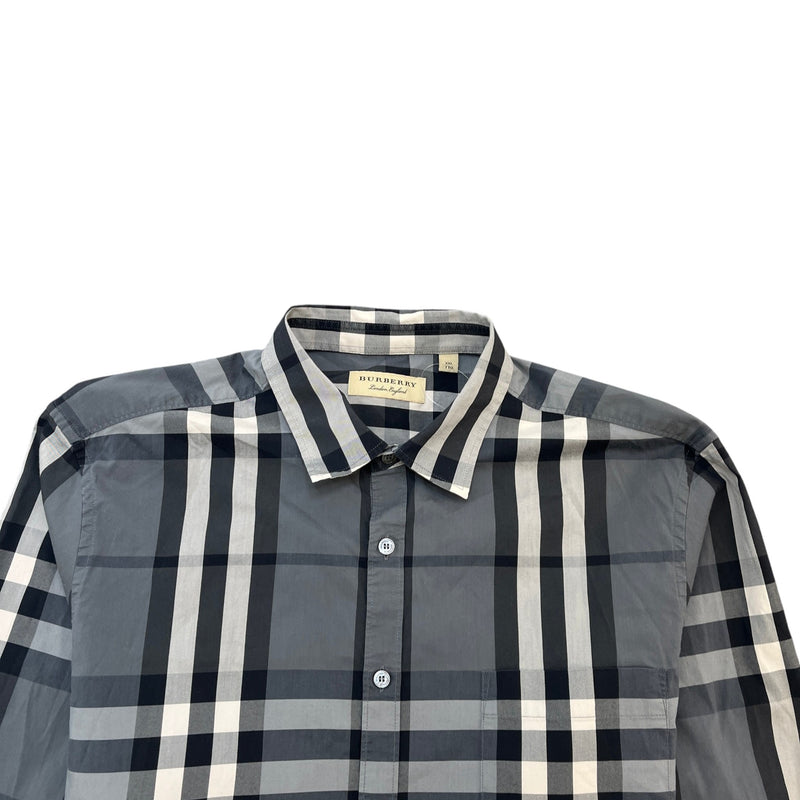 Men's Checkered Long Sleeve Shirt Grey Size XXL