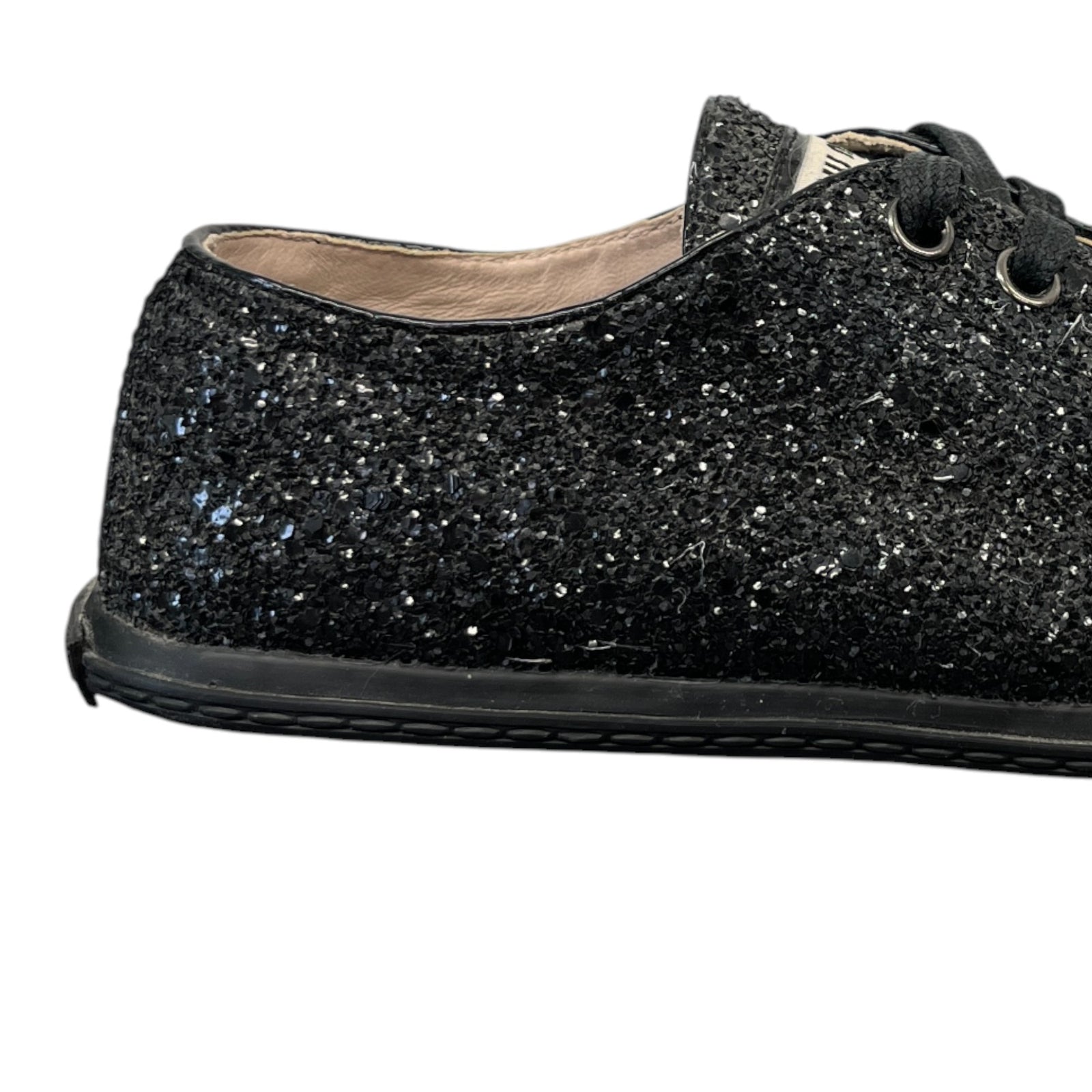 Women's Flat Sole Glitter Low Trainers Black Size EU 36 / UK 3 - Photo 14