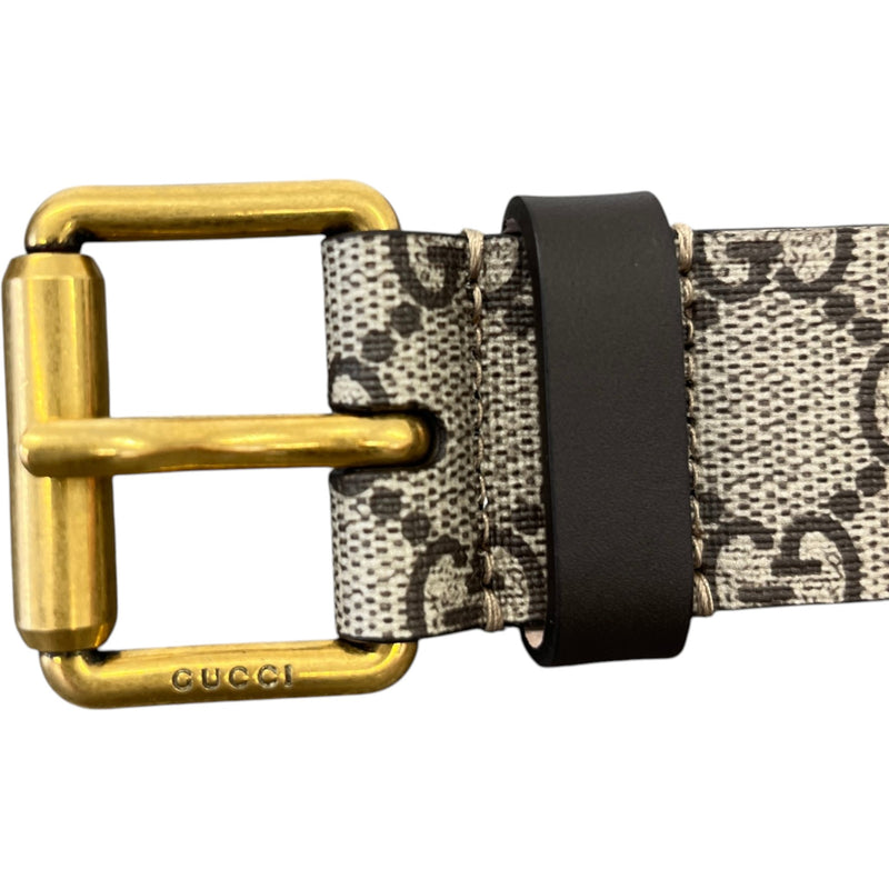 Gucci Women's Kingsnake Print GG Supreme Belt Beige