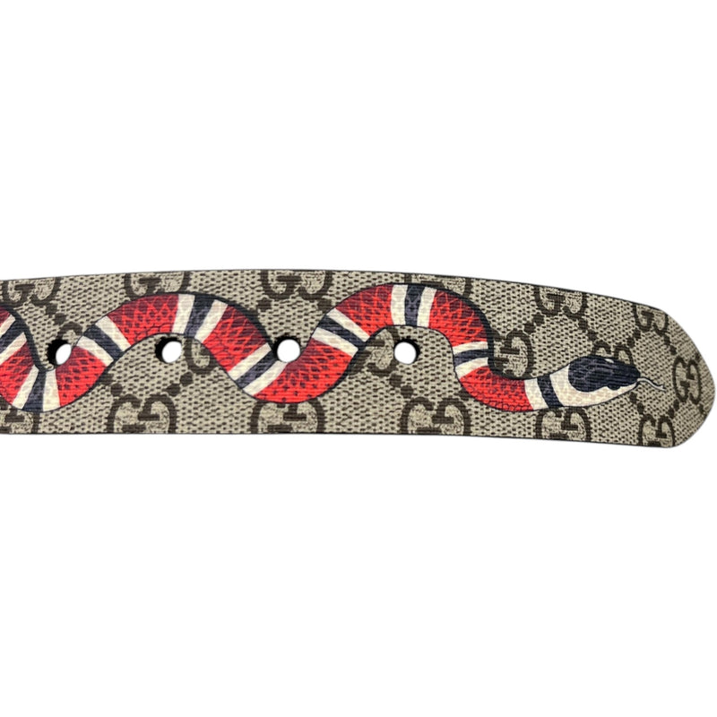 Gucci Women's Kingsnake Print GG Supreme Belt Beige