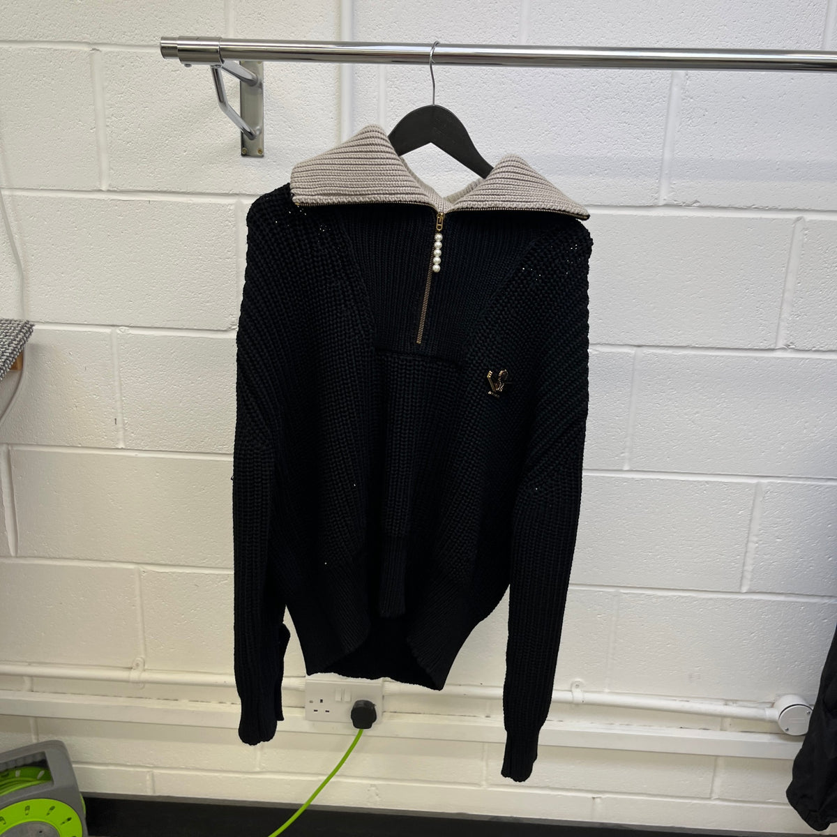 Men's Chunky Wool Blend Half Zip Pullover Sweatshirt Black Size S - Photo 9