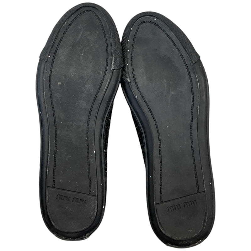 Women's Flat Sole Glitter Low Trainers Black Size EU 36 / UK 3