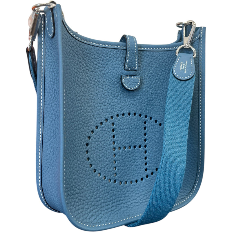 Women's Taurillon Clemence Evelyne TPM 16 Blue Jean Crossbody Bag Blue