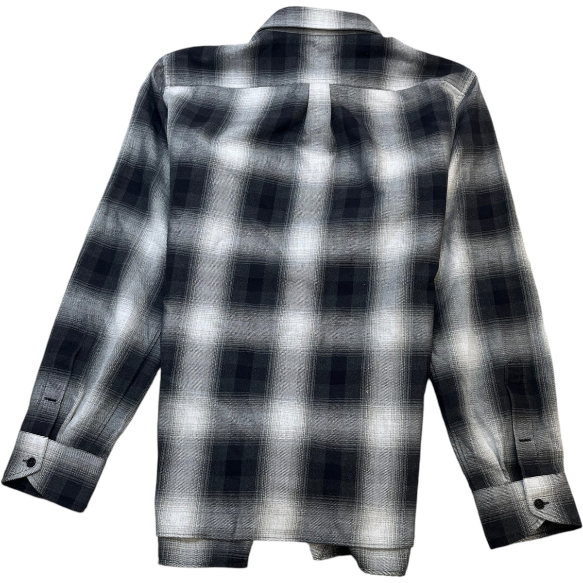 Men's Shadow Plaid Flannel Long Sleeve Shirt Grey Size XS - Photo 2