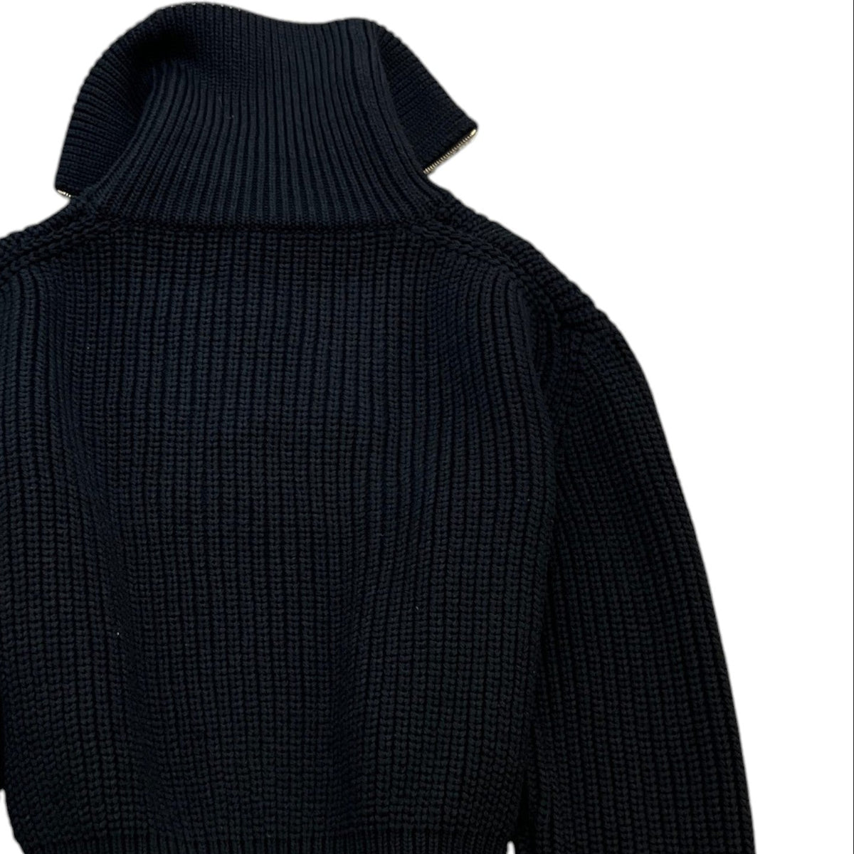 Men's Chunky Wool Blend Half Zip Pullover Sweatshirt Black Size S - Photo 4