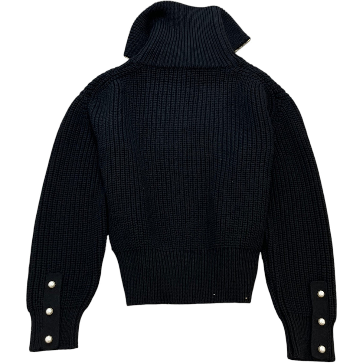 Men's Chunky Wool Blend Half Zip Pullover Sweatshirt Black Size S - Photo 2
