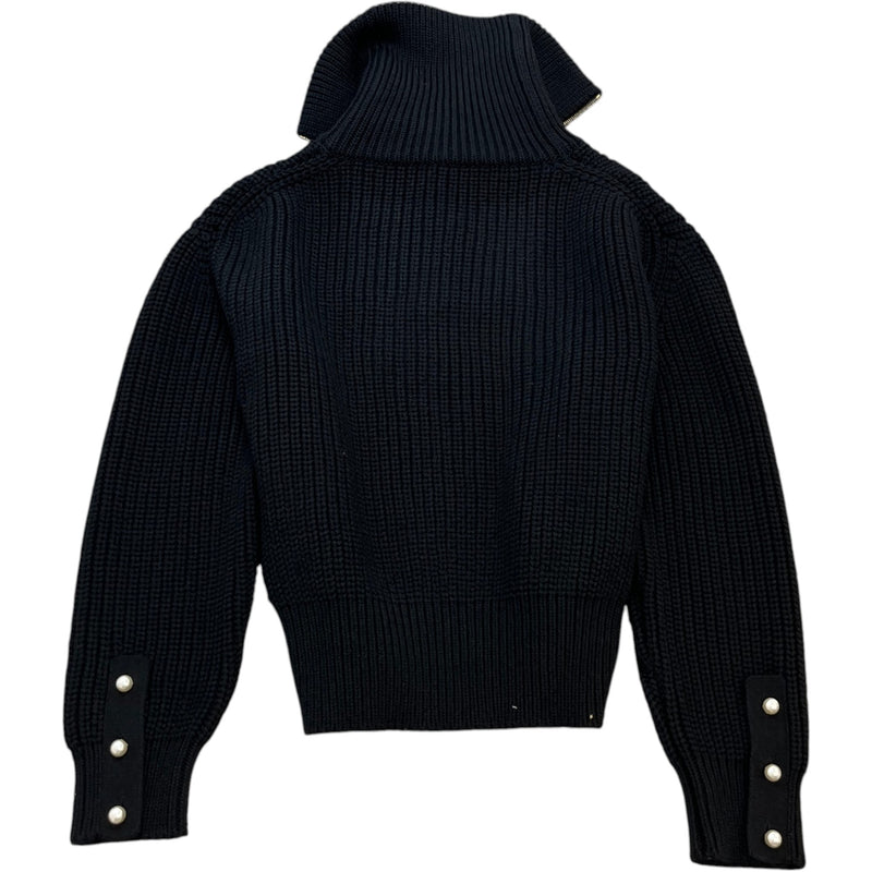 Men's Chunky Wool Blend Half Zip Pullover Sweatshirt Black Size S