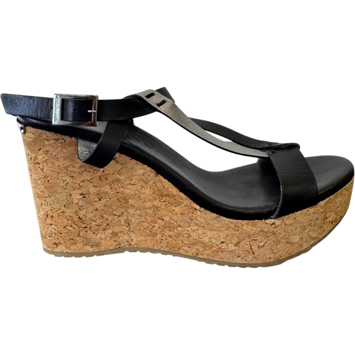 Women's Cork Wedge Heels Black Size UK 5 / EU 38 - Photo 1