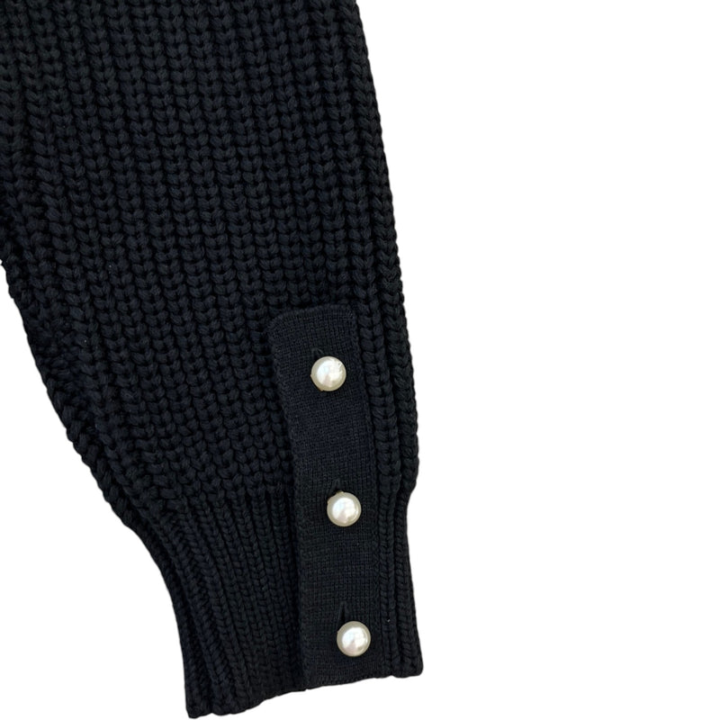 Men's Chunky Wool Blend Half Zip Pullover Sweatshirt Black Size S
