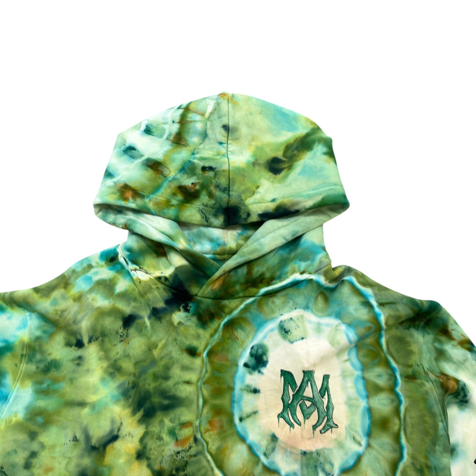 Men's Tie Dye Bones Hoodie Green Size XXL - Photo 5