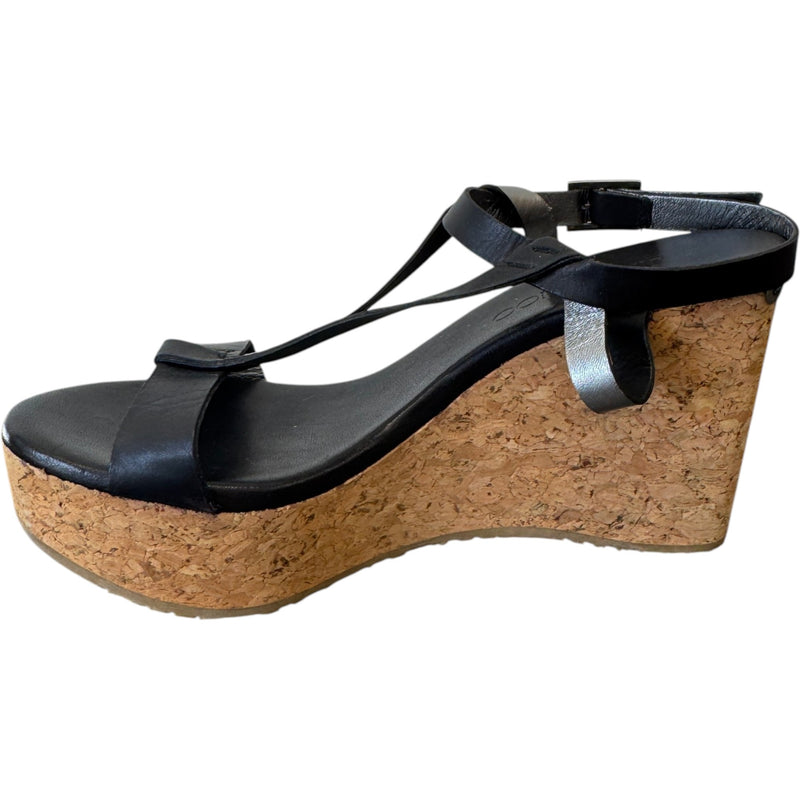 Women's Cork Wedge Heels Black Size UK 5 / EU 38