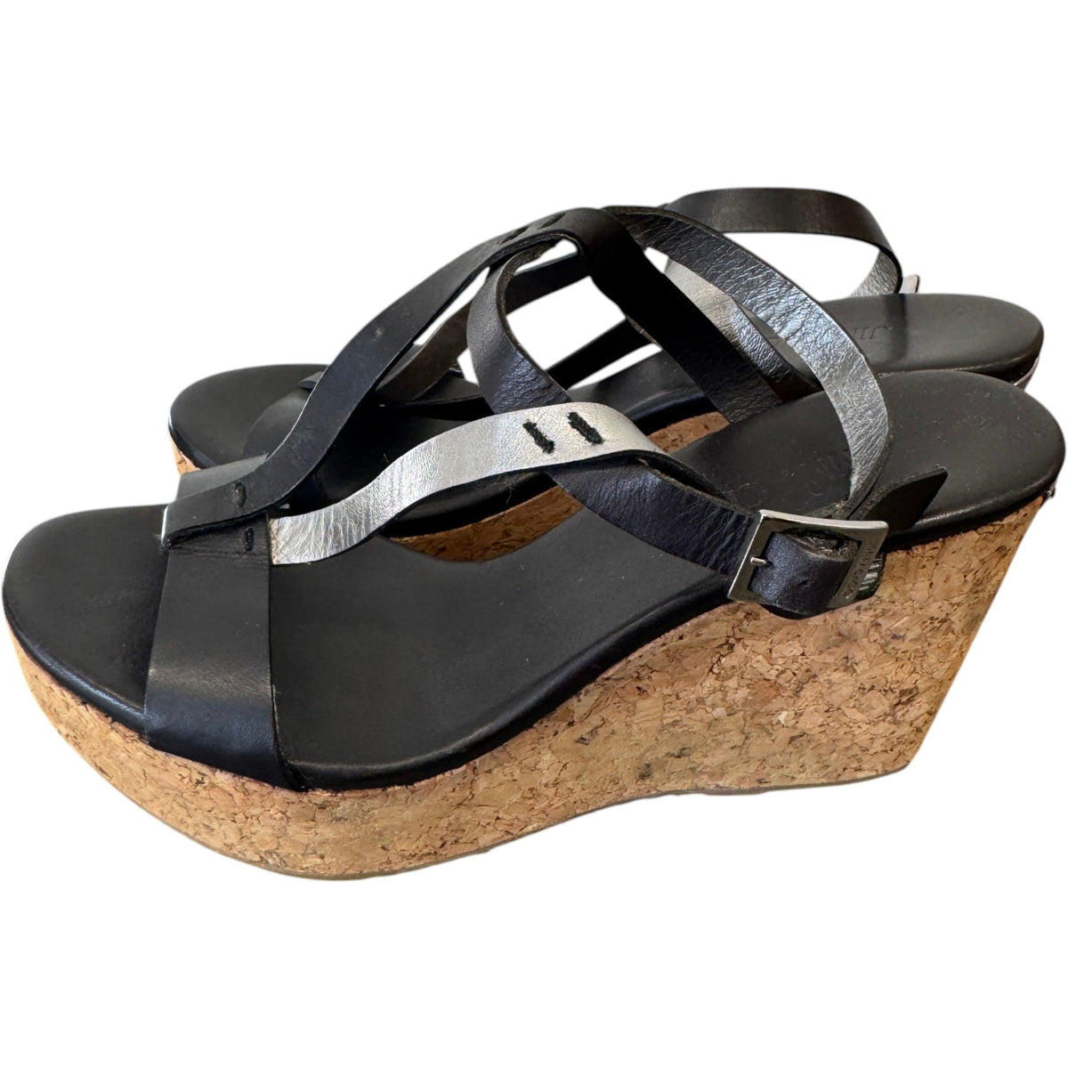 Women's Cork Wedge Heels Black Size UK 5 / EU 38 - Photo 7