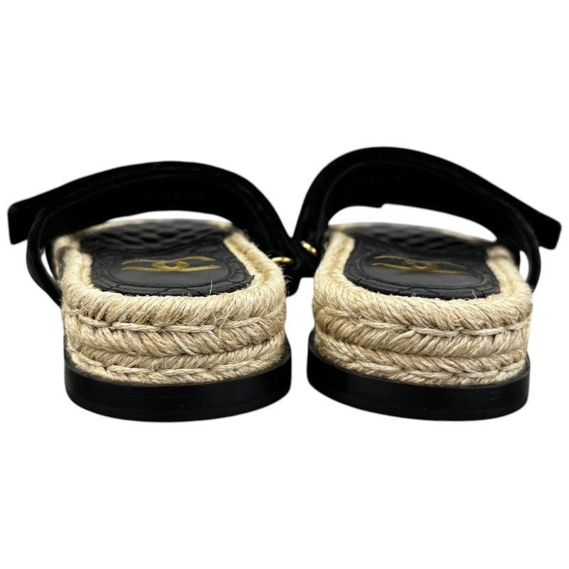 Women's Cc Logo Velvet Sandals Black Size EU 35 / UK 2