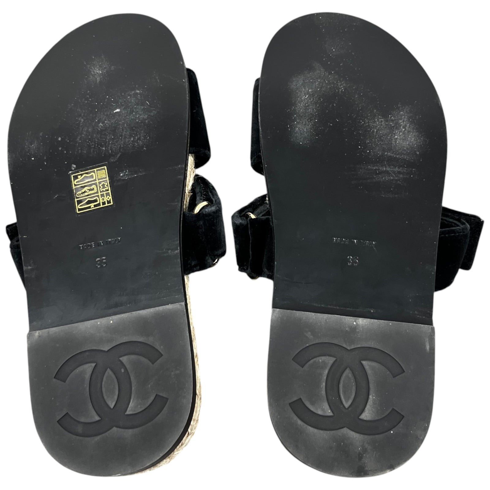 Women's Cc Logo Velvet Sandals Black Size EU 35 / UK 2 - Photo 10