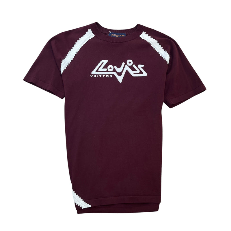 Men's LV Intarsia T-Shirt Burgundy Size M