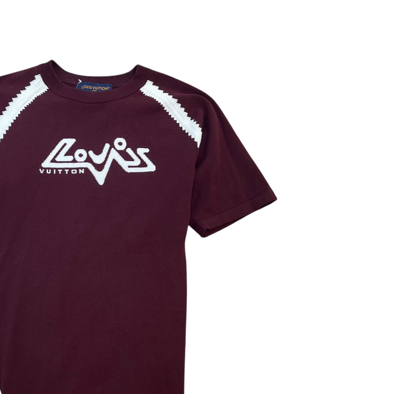 Men's LV Intarsia T-Shirt Burgundy Size M