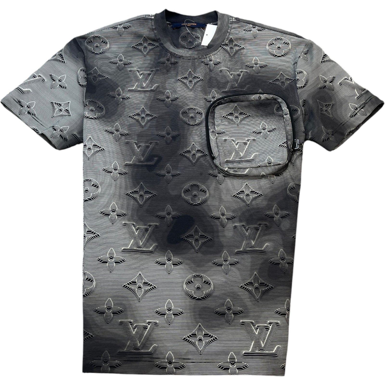 Men's 2054 3D Monogram Pocket T-Shirt Grey Size XS - Photo 1